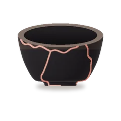The same bowl mended with rose gold.